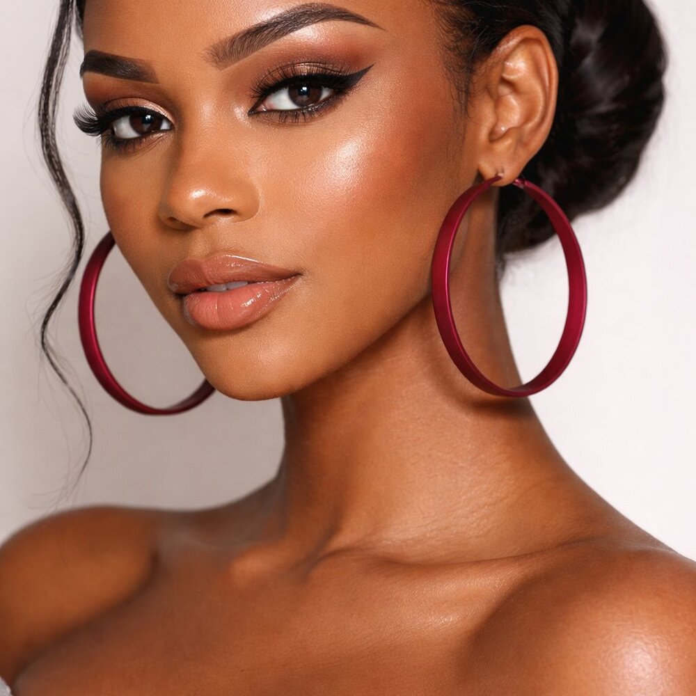 g‎ by Gennaro Maroon Matte Hoop Earrings